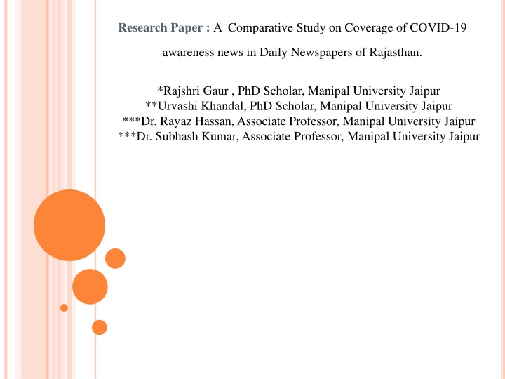 Comparative Study on COVID-19 Awareness News Coverage in Rajasthan Newspapers