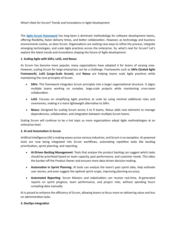 what s next for scrum trends and innovations n.w