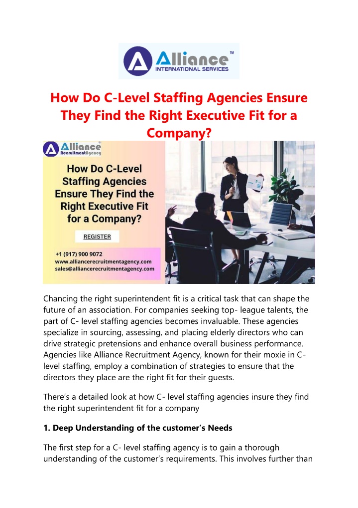 how do c level staffing agencies ensure they find n.w