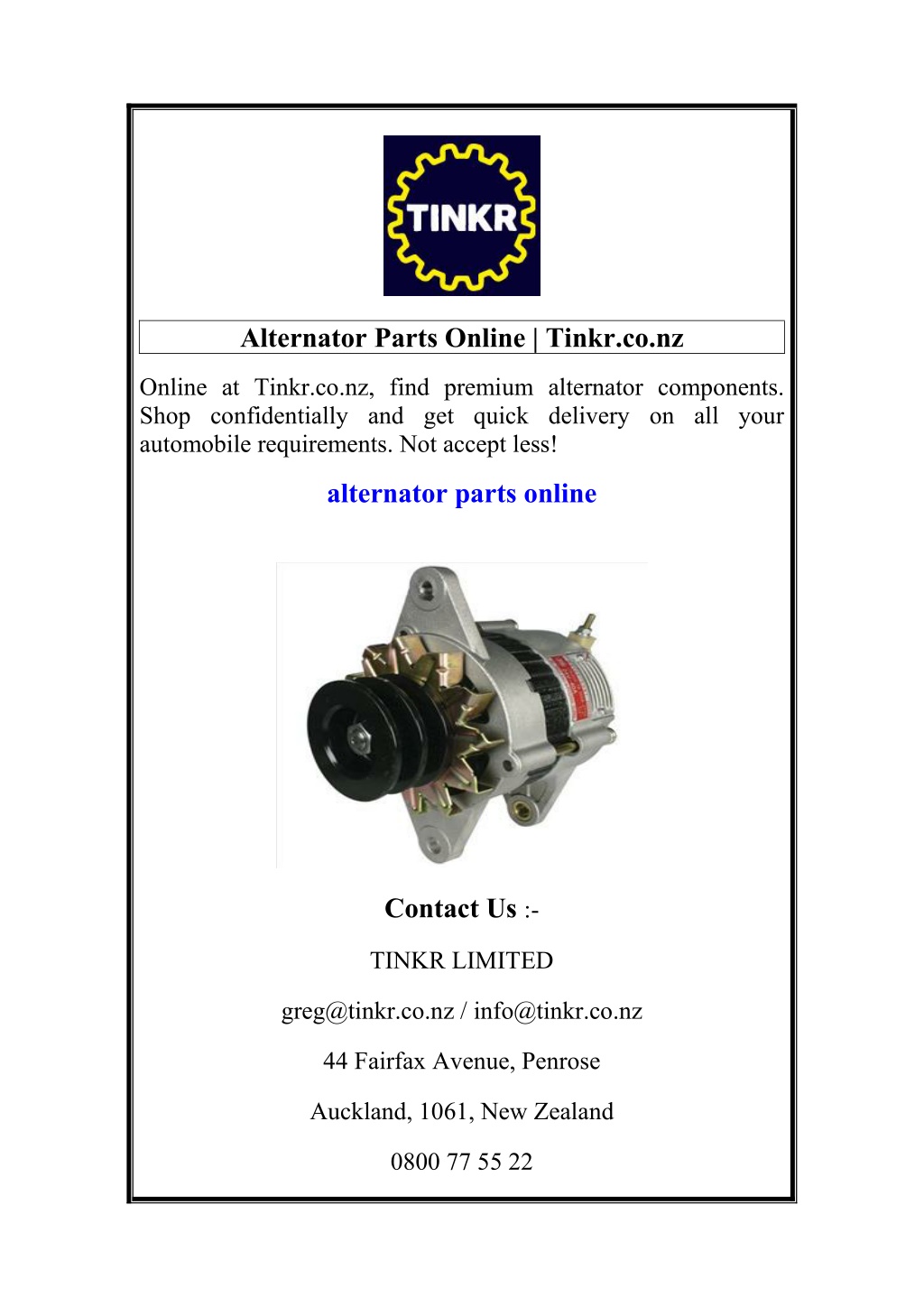 alternator parts online tinkr co nz l.w