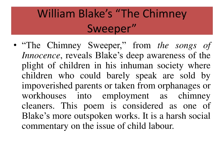 Analysis of William Blake's 