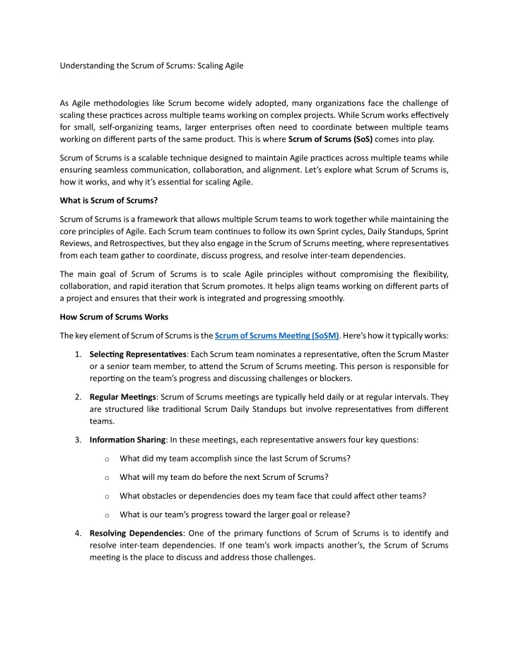 understanding the scrum of scrums scaling agile n.w