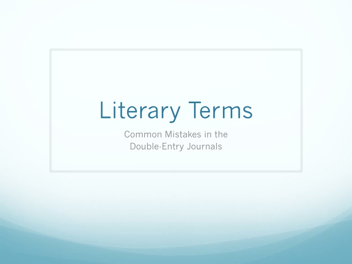 Common Mistakes in Literary Double-Entry Journals