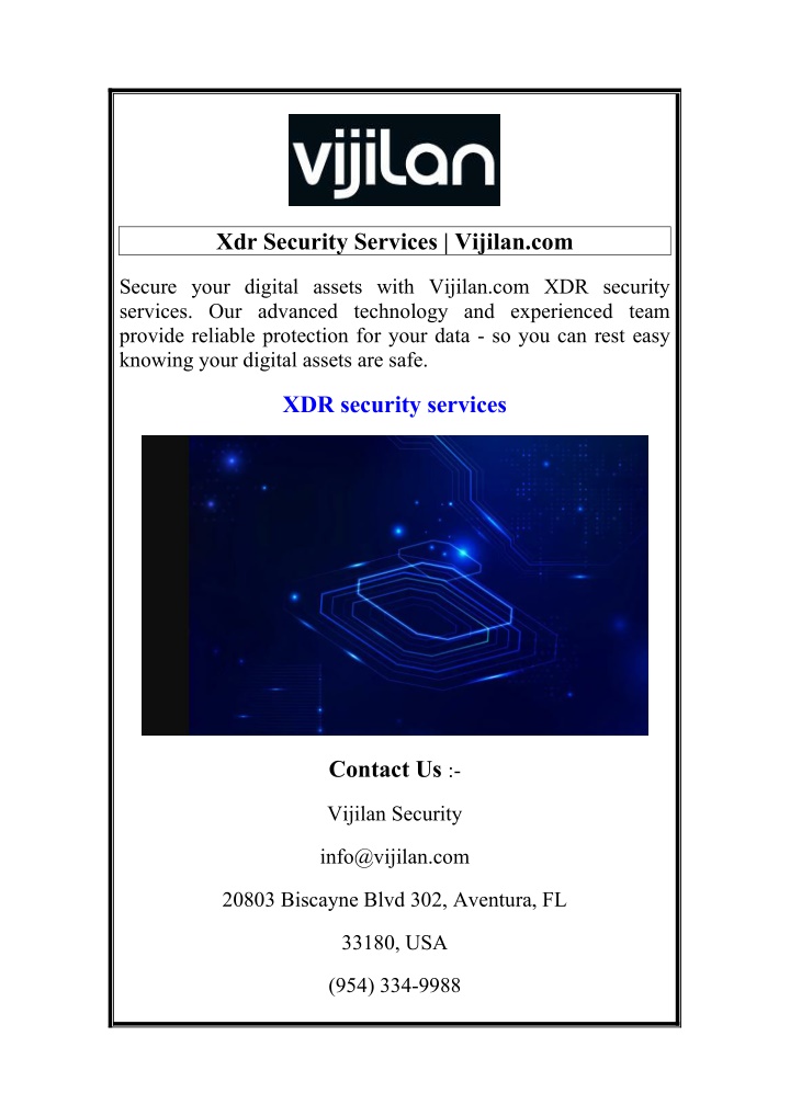 xdr security services vijilan com n.w