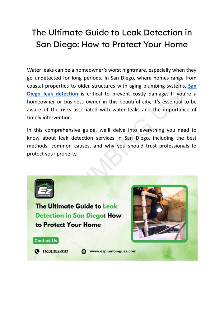 the ultimate guide to leak detection in san diego n.w