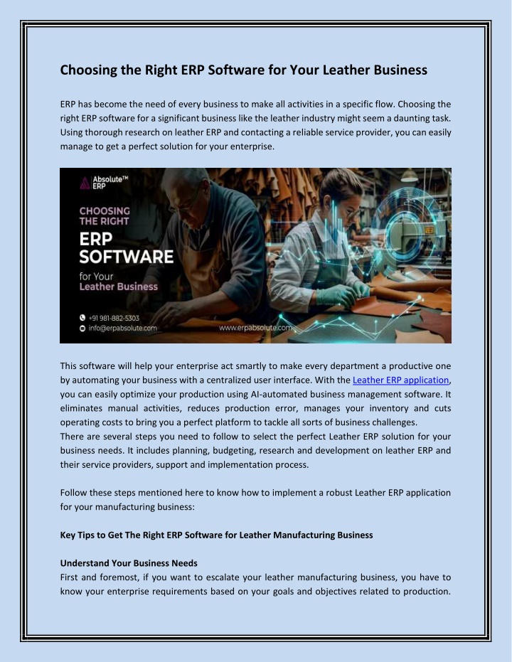 choosing the right erp software for your leather n.w