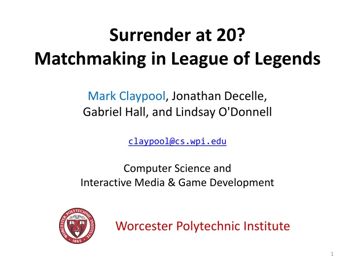 Matchmaking in League of Legends: A Study on Player Balance and Enjoyment