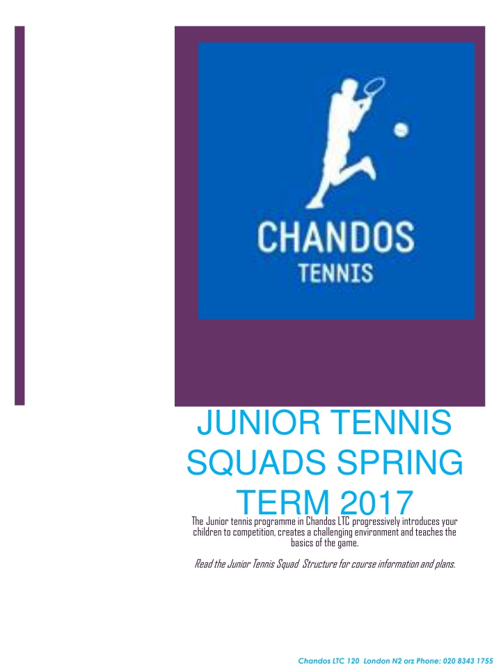 Junior Tennis Squads at Chandos LTC - Spring Term 2017