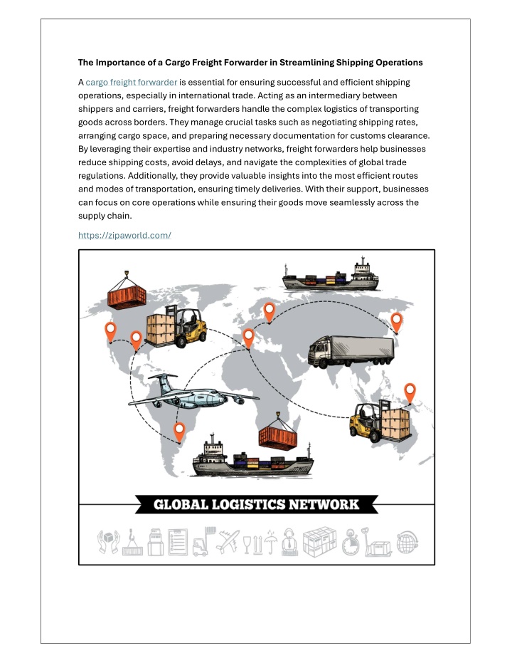 the importance of a cargo freight forwarder n.w