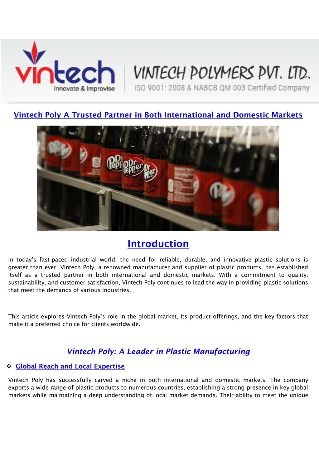 vintech poly a trusted partner in both l.w