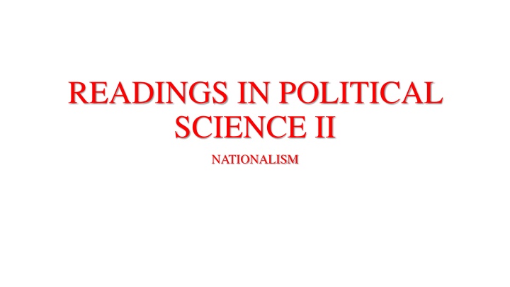 Nationalism in Political Science