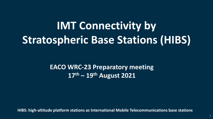 IMT Connectivity by Stratospheric Base Stations (HIBS) Overview