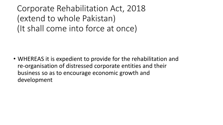 Corporate Rehabilitation Act, 2018: A Comprehensive Overview
