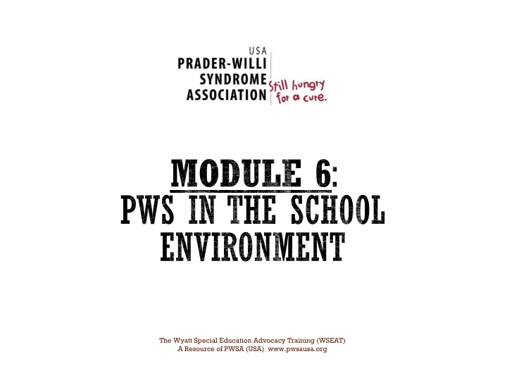 Basic Issues for Students with Prader-Willi Syndrome in School