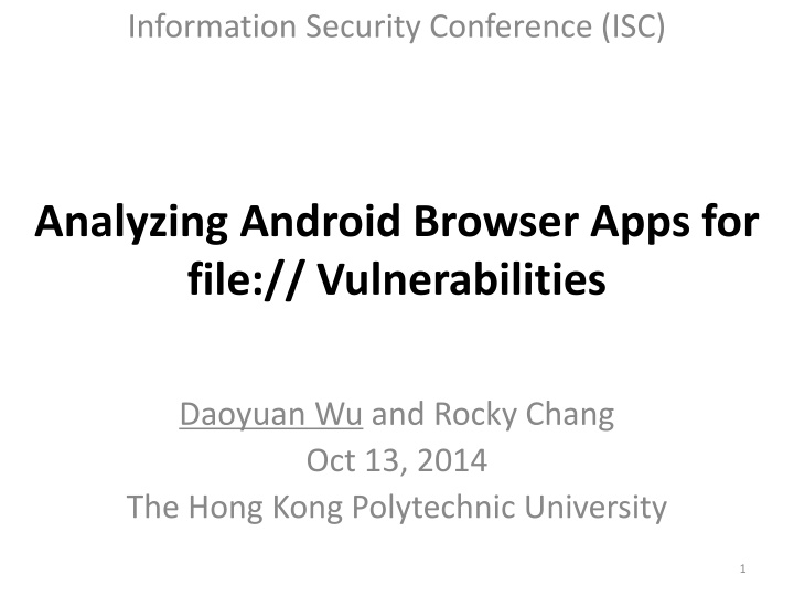 Analysis of file:// Vulnerabilities in Android Browser Apps