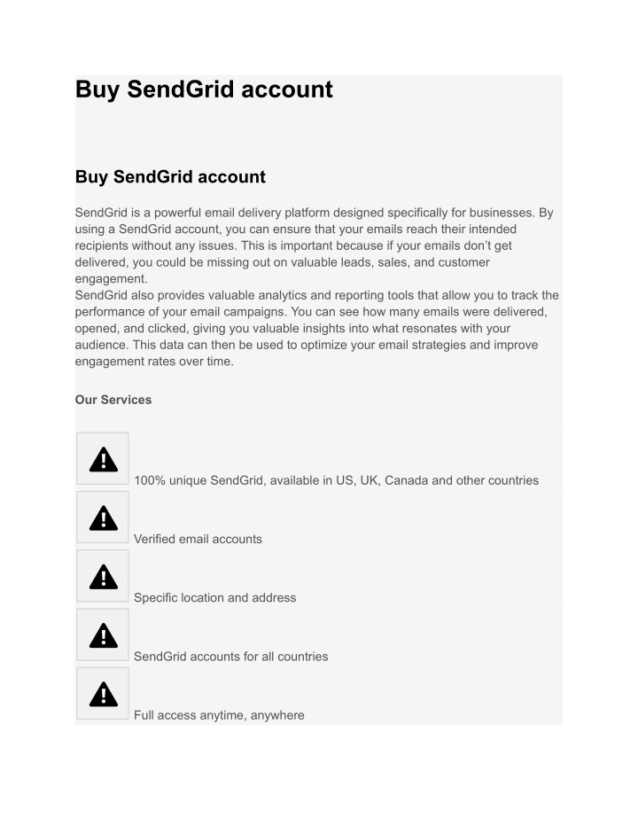 buy sendgrid account n.w