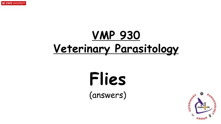 Veterinary Parasitology Flies: Identification and Pathologies