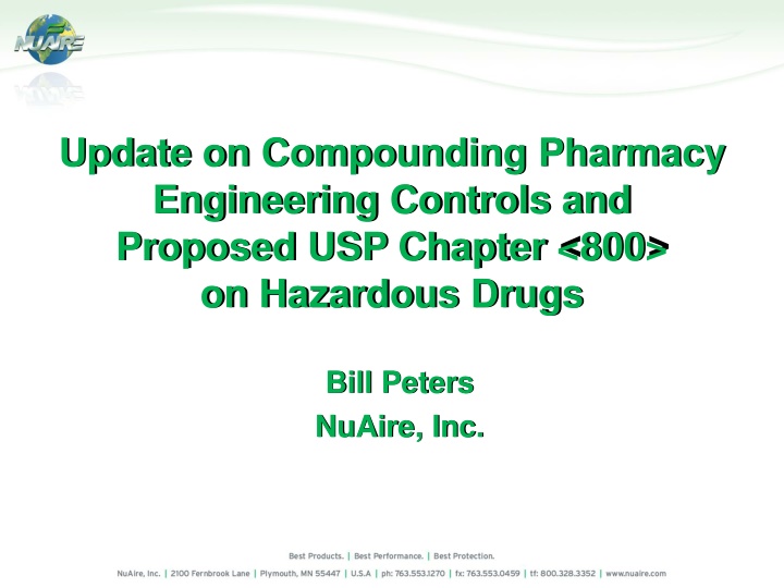 Updates on Compounding Pharmacy Engineering Controls and Proposed USP Chapter <800>