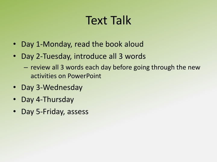 Text Talk Week: Activities and Assessments for Vocabulary Building