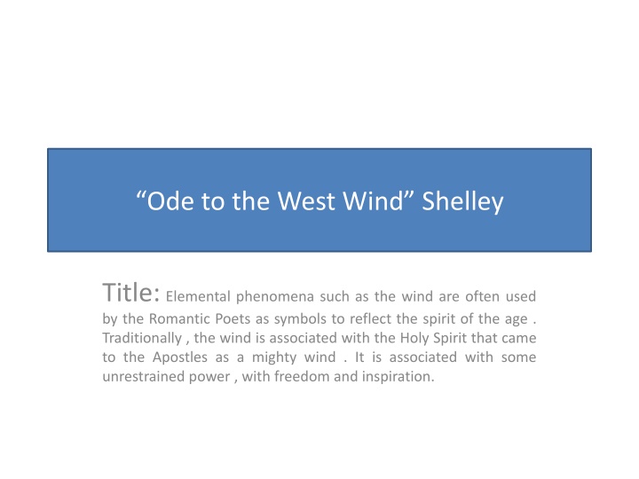 Symbolism of the Wind in Shelley's 