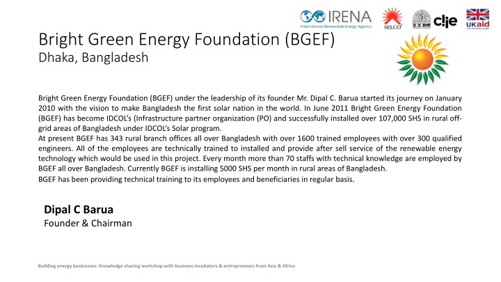 Bright Green Energy Foundation (BGEF) - Leading Renewable Energy Initiatives in Rural Bangladesh