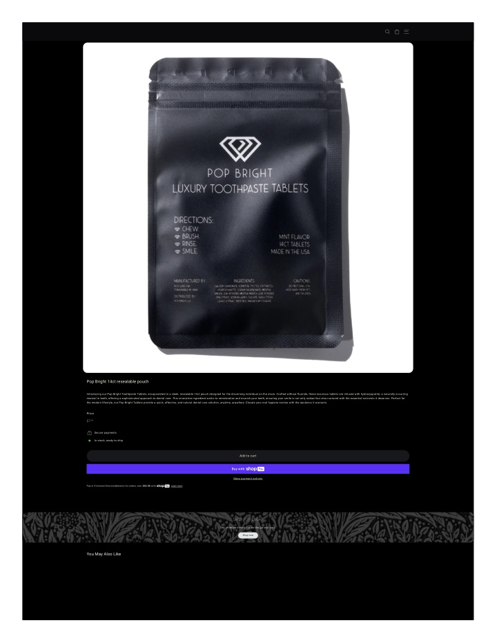 pop bright 14ct resealable pouch n.w