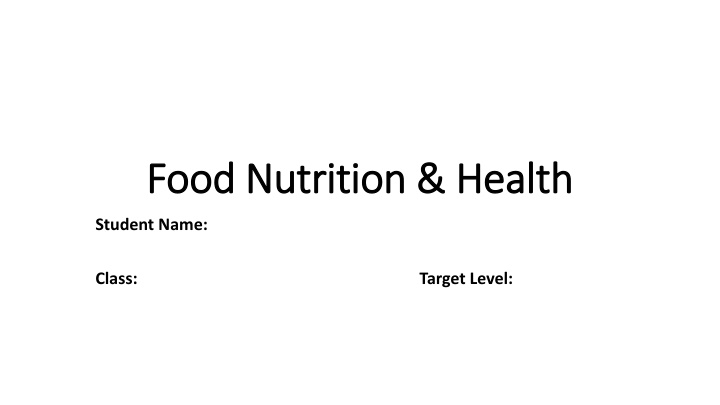 Food Nutrition and Health Essentials