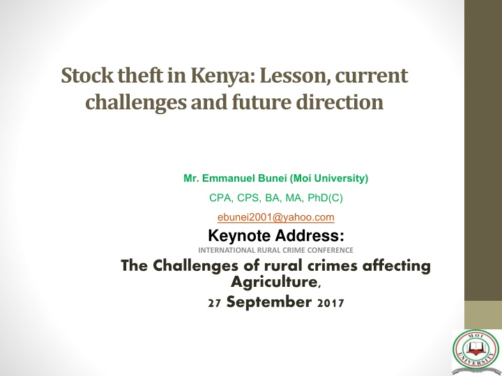 Challenges and Impact of Stock Theft in Kenya: Lessons and Future Directions