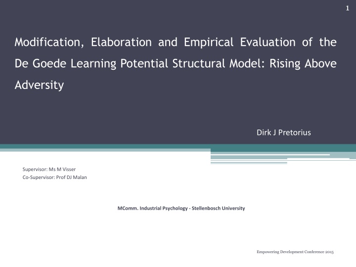 Empirical Evaluation of De Goede Learning Potential Model