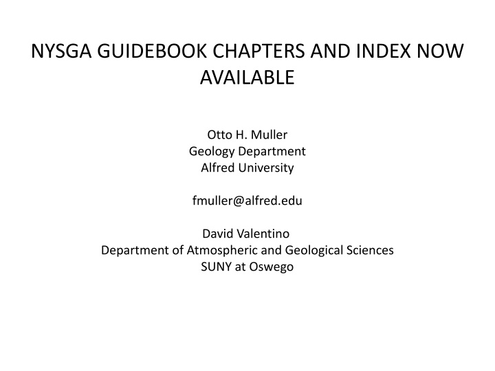 Geological Insights: NYSGA Guidebook Chapters and Index