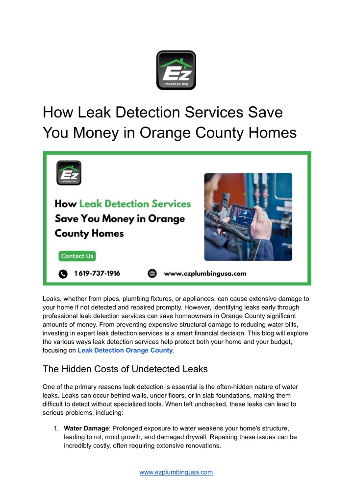 how leak detection services save you money n.w