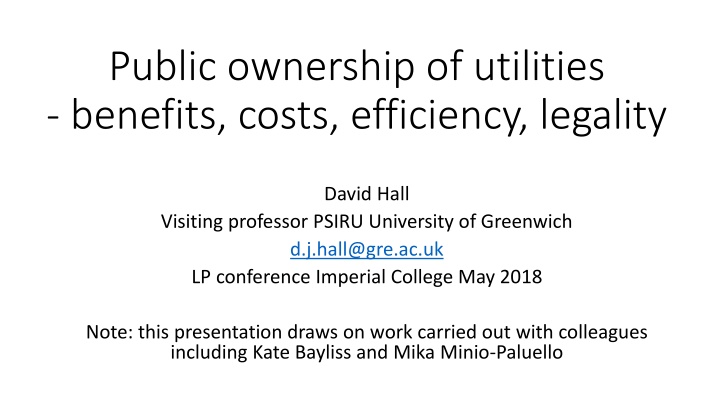 Benefits and Challenges of Public Ownership of Utilities