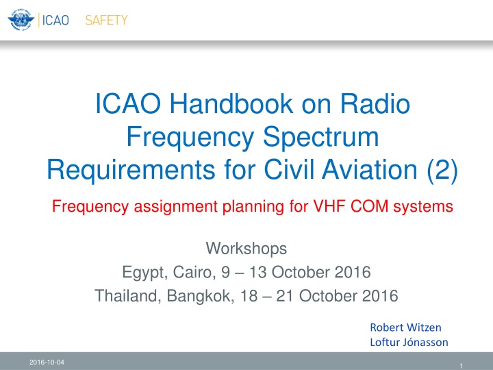Radio Frequency Spectrum Requirements for Civil Aviation Workshop Proceedings