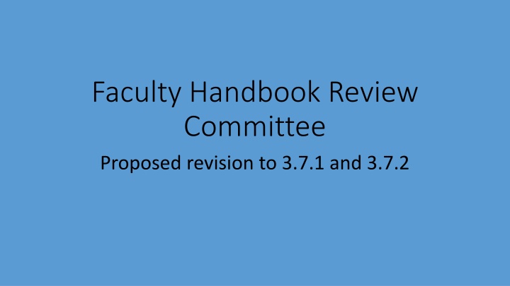 Faculty Handbook Review Committee Revision Summary