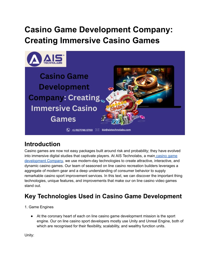 casino game development company creating n.w