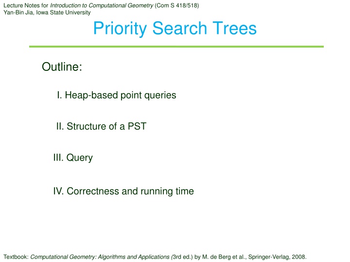 Introduction to Priority Search Trees in Computational Geometry