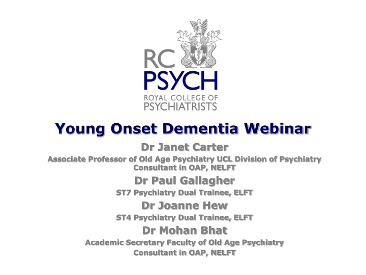 Young Onset Dementia: Assessment and Diagnosis Webinar