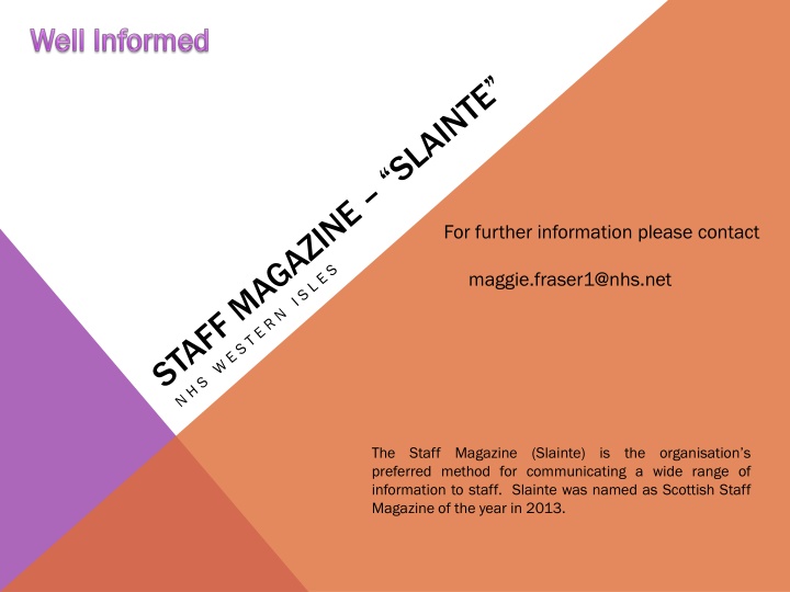 Slainte NHS Western Isles Staff Magazine: Enhancing Staff Wellbeing and Communication