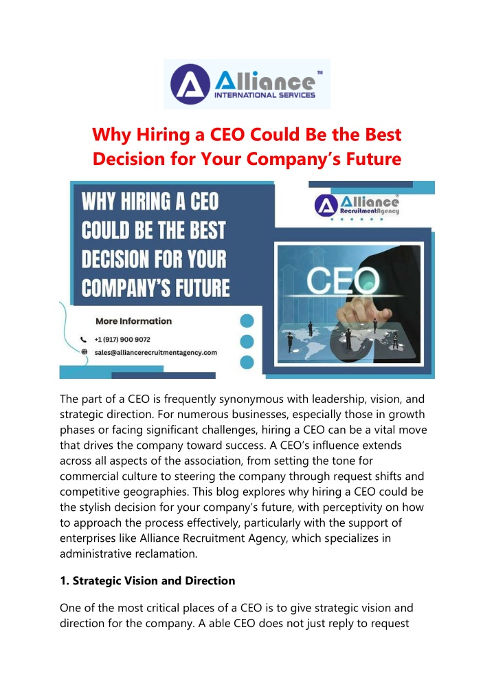 why hiring a ceo could be the best decision n.w