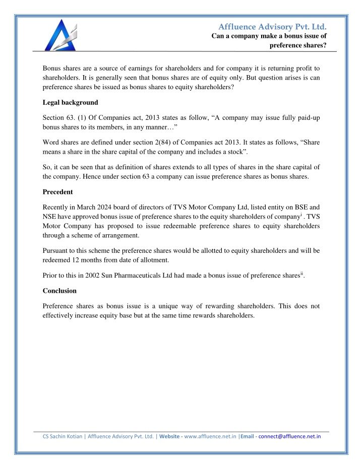 affluence advisory pvt ltd n.w