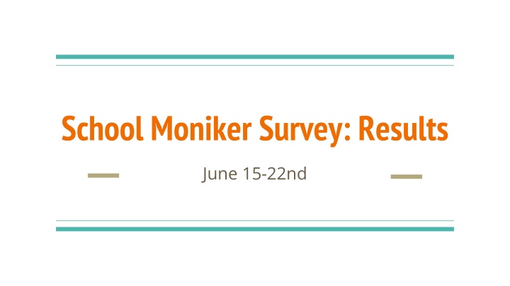 School Moniker Survey Results - Insights and Call to Action