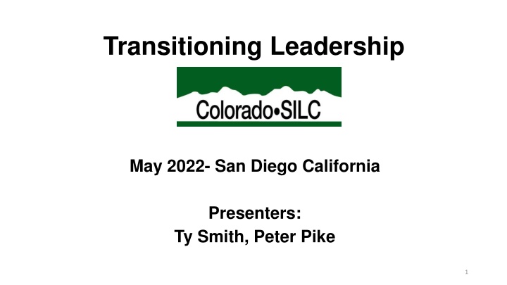 Leadership Transitioning Training in San Diego May 2022