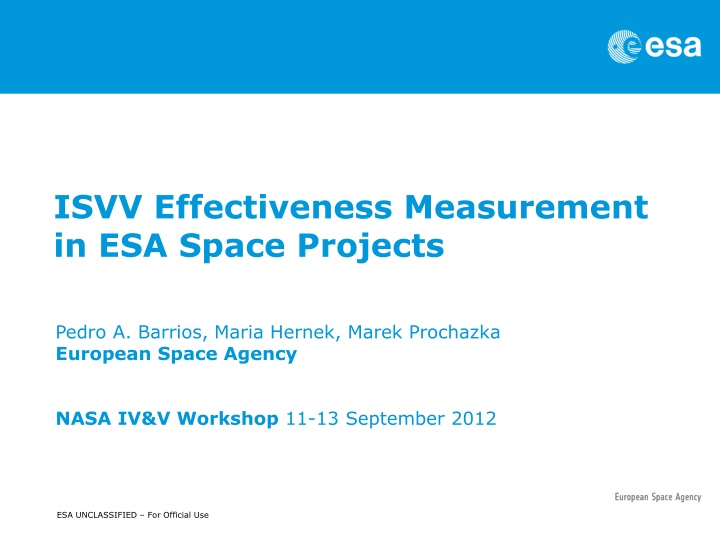 Effectiveness Measurement in ESA Space Projects - ISVV Process Overview