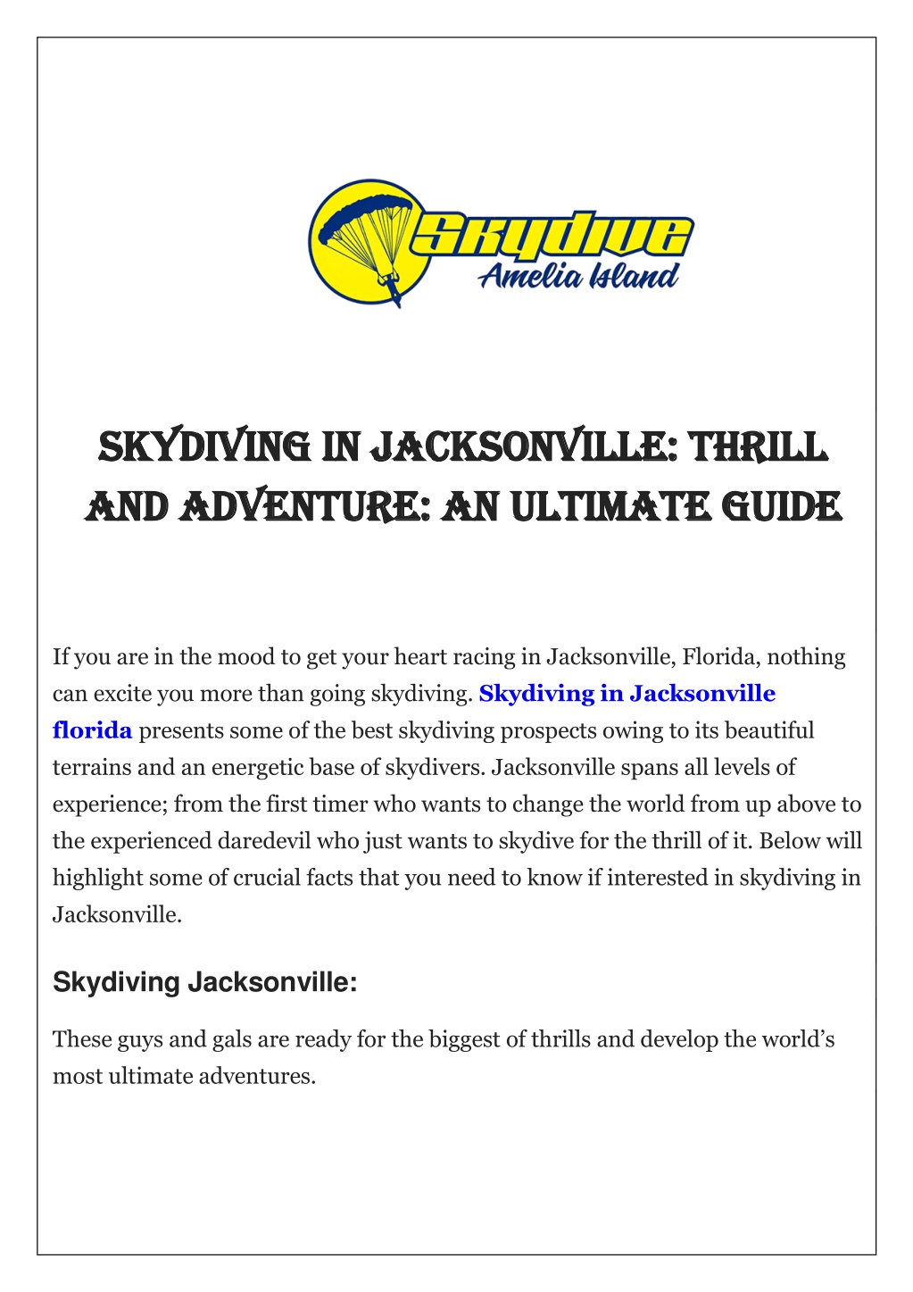 skydiving in jacksonville thrill skydiving l.w