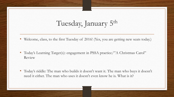 Engaging Tuesday Classroom with A Christmas Carol