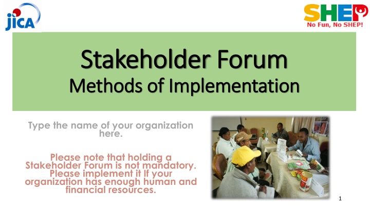 Implementation Guidelines for Stakeholder Forum in Agricultural Development