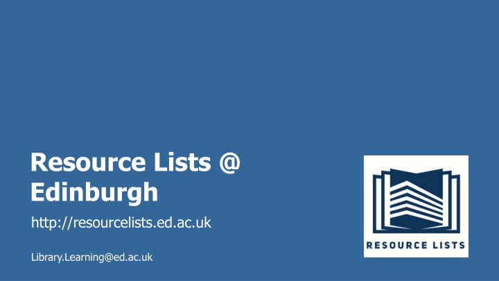 Introduction to Resource Lists at University of Edinburgh