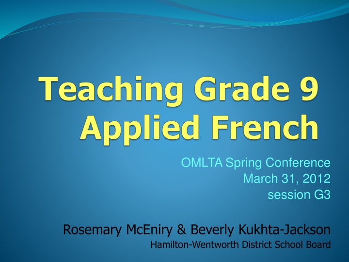 Insights into Grade 9 Applied Students - A Teacher's Perspective