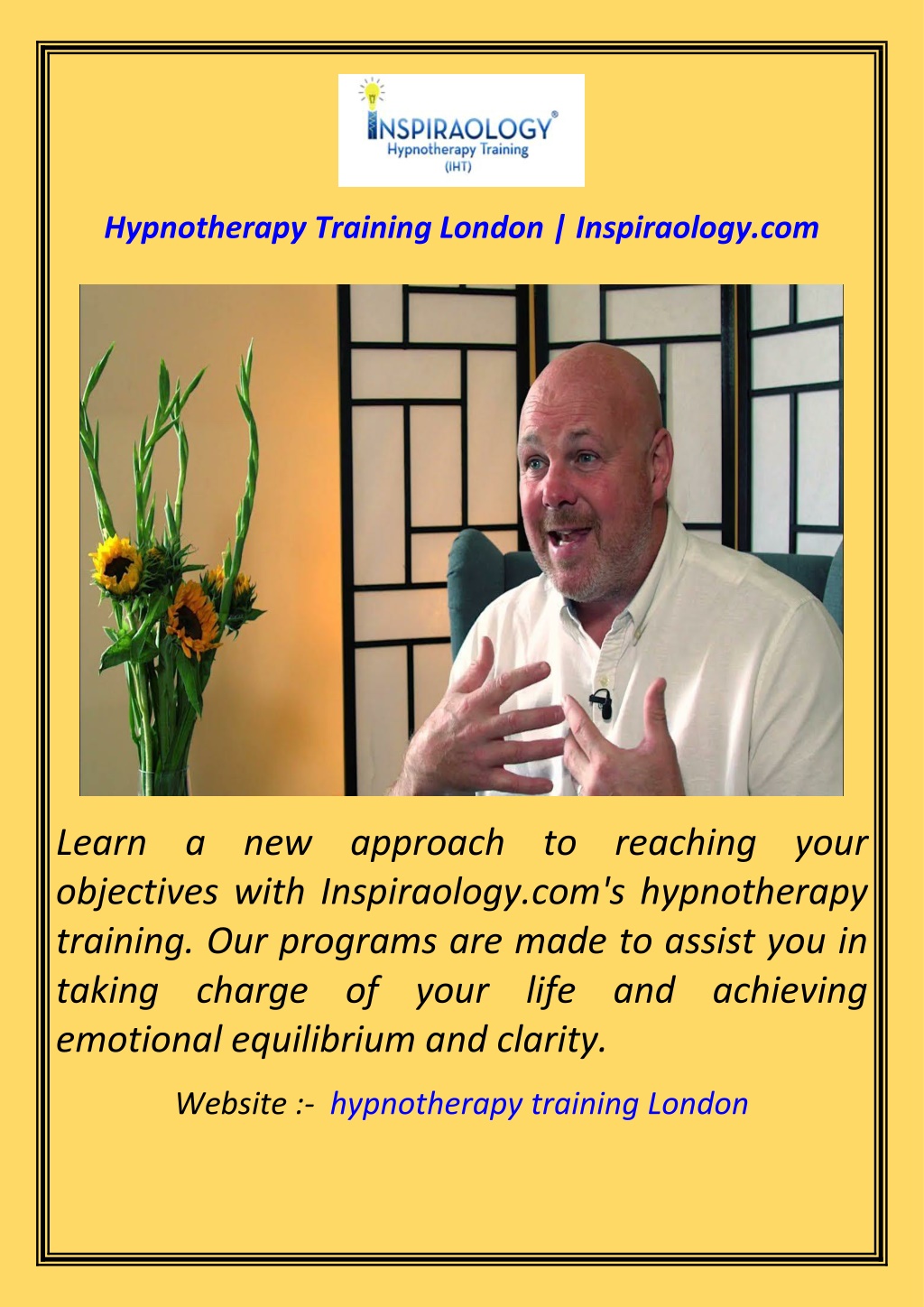 hypnotherapy training london inspiraology com l.w