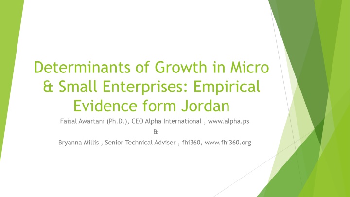 Determinants of Growth in Micro & Small Enterprises: Empirical Evidence from Jordan